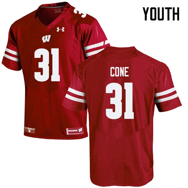 Youth #31 Madison Cone Wisconsin Badgers College Football Jerseys Sale-Red